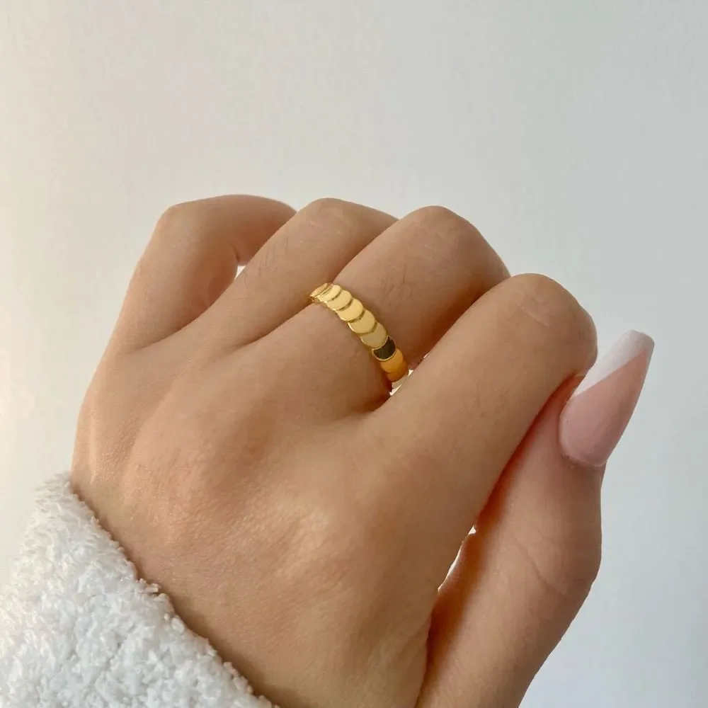 18K Gold Plated Minimalistic Sequins Ring